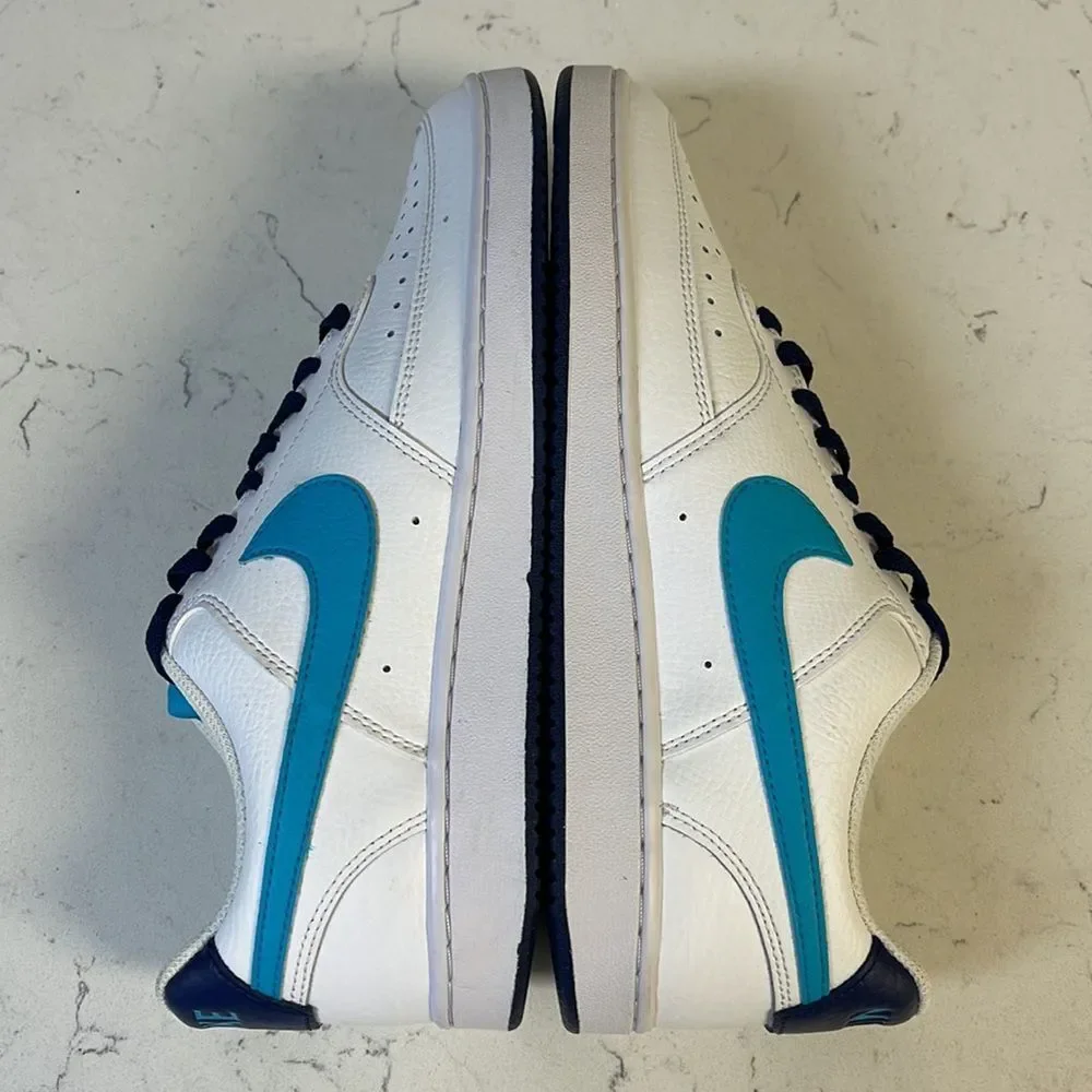 Men's Nike Court Vision Lo White/Turquoise Blue-Blue Void (DM1187 100) Sz 8.5